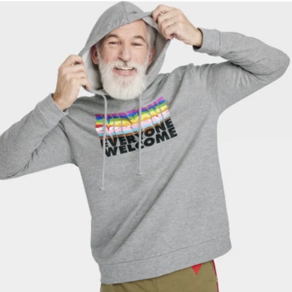NEW Pride Adult Everyone Hoodie Gray UNISEX Sweatshirt LGBTQIA GAY PARADE WOMENS